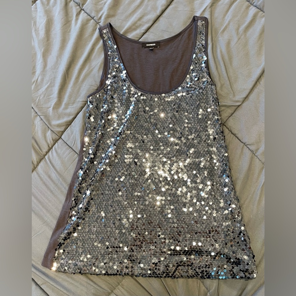Express Sequin Front, Sleevless Top, Size: S, Lik… - image 4